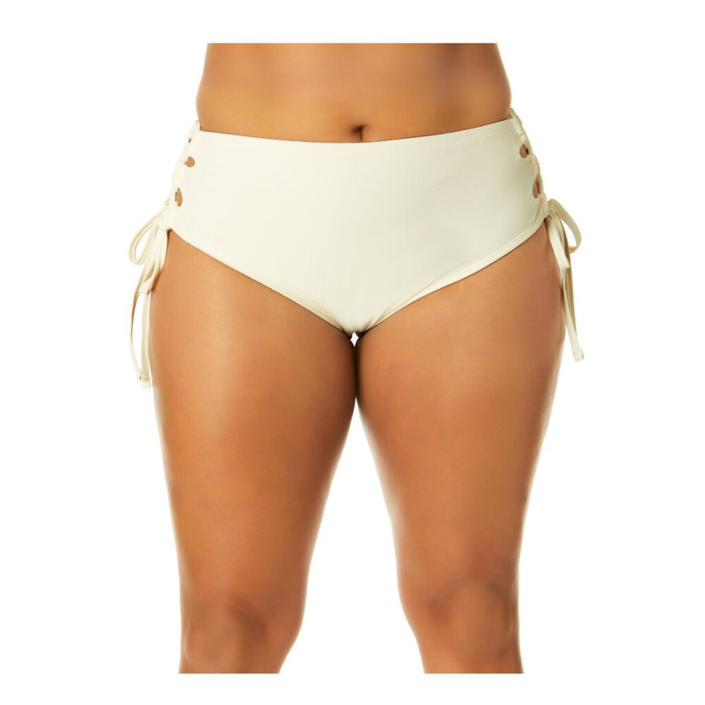 WOMENS IVORY HIGH WAIST BIKINI SWIM BOTTOM